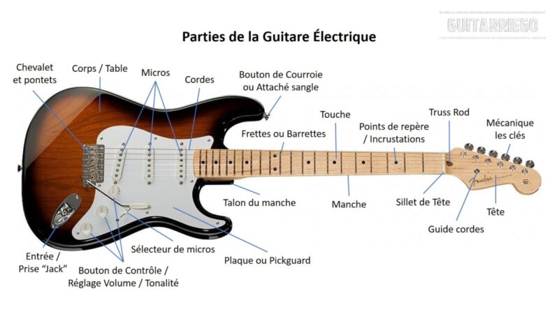 Parties de la guitare électrique et importance de chacune