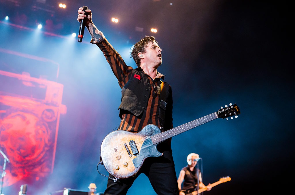 Billie Joe Armstrong sur une Gibson Les Paul Junior, guitare à micro simple