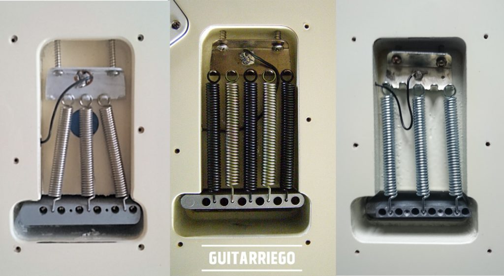 Tipos de bloques -gruesos y finos- de Puente de trémolo de Fender Stratocaster.