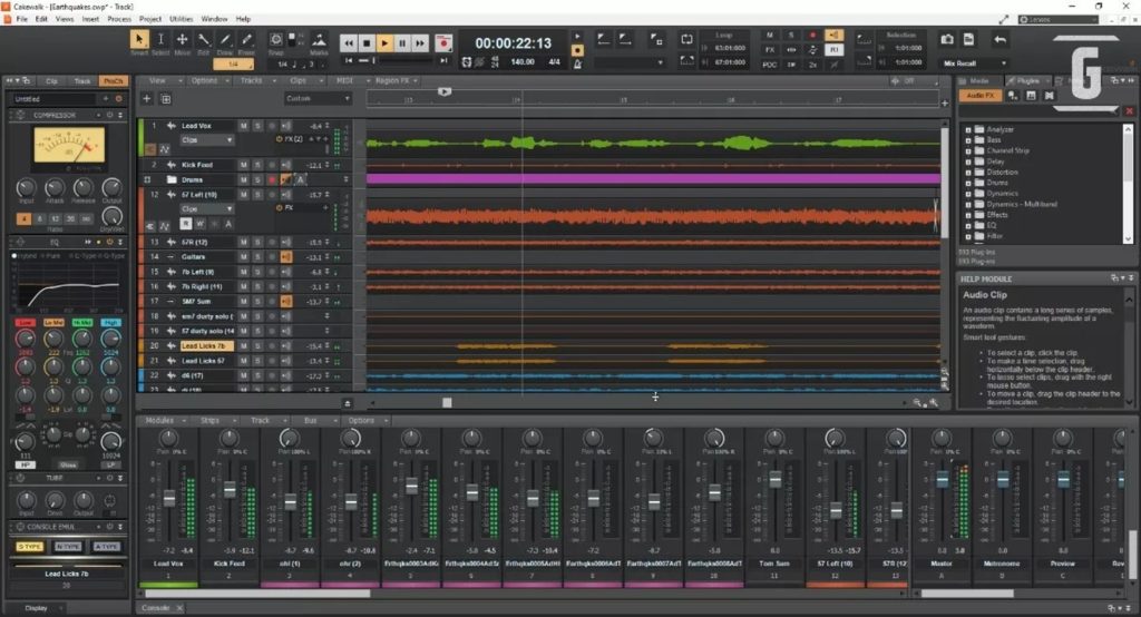 Cakewalk by BandLab, um dos melhores programas gratuitos de edição e mixagem de música disponíveis para qualquer guitarrista ou músico.