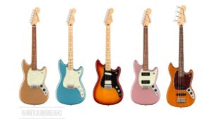 Fender Duo-Sonic HS, Mustang 90, Bass PJ Player Series guitarras y bajo.
