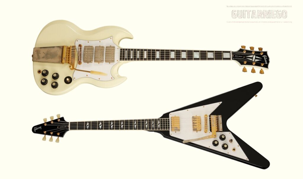 Gibson presenta Flying V 1969 y SG Custom 1967 Jimi Hendrix