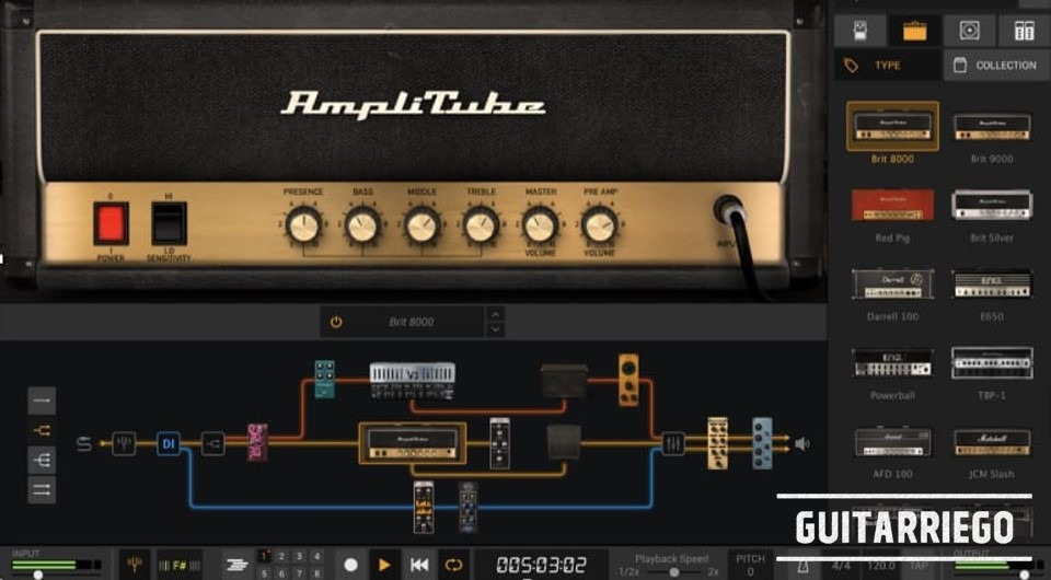 IK Multimedia Amplitube 5 one of the most popular free guitar amp simulators Image from Amplitube Control Room