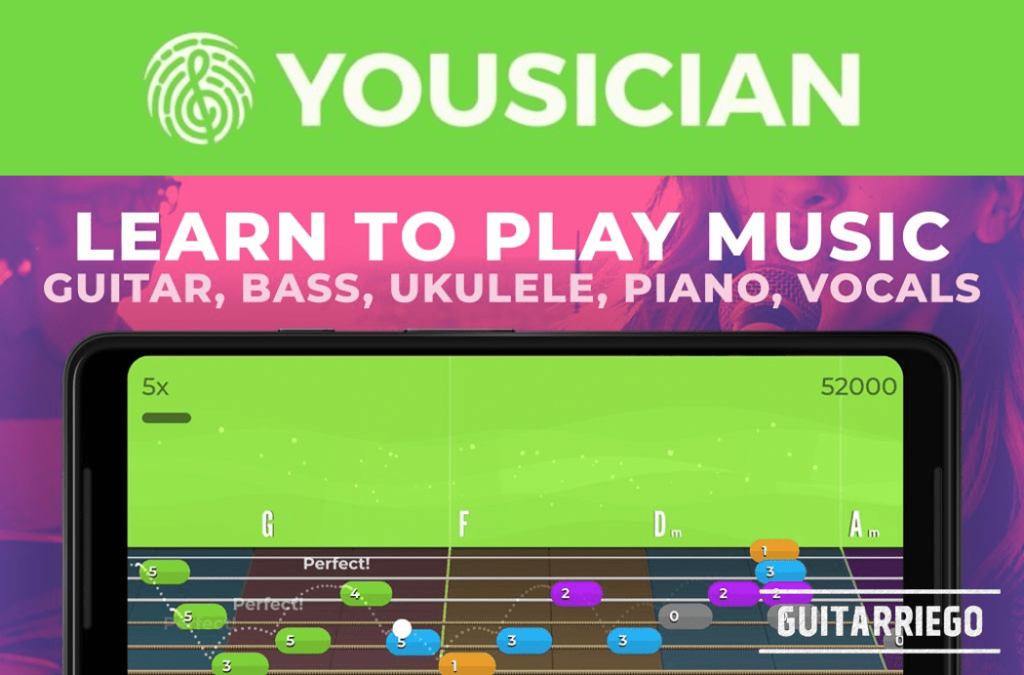 Similar al clásico juego de consolas Guitar Hero, Yousician es una app con una forma rápida y divertida de aprender a tocar la guitarra.