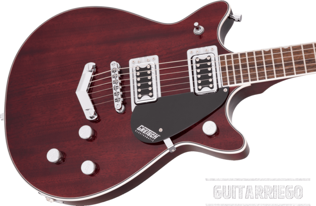 Novo modelo Gretsch G5222 Eletromático Double Jet BT V-Stoptail LRL WS, versão chinesa do Duo Jet