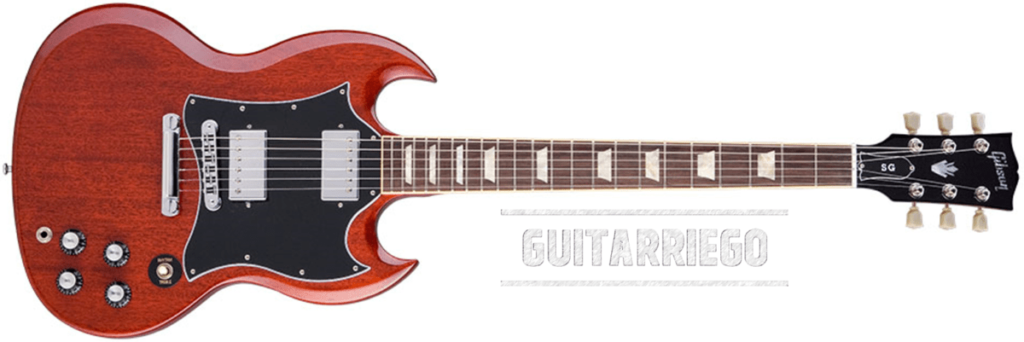Gibson SG Standard - One of Gibson's lightest electric guitars weighing in at around 6 pounds.