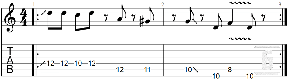 Sunshine of Your Love by Cream, an easy guitar riff ideal for beginners.