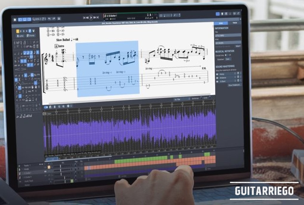 Guitar Pro 8, sheet music and tablature editor software.