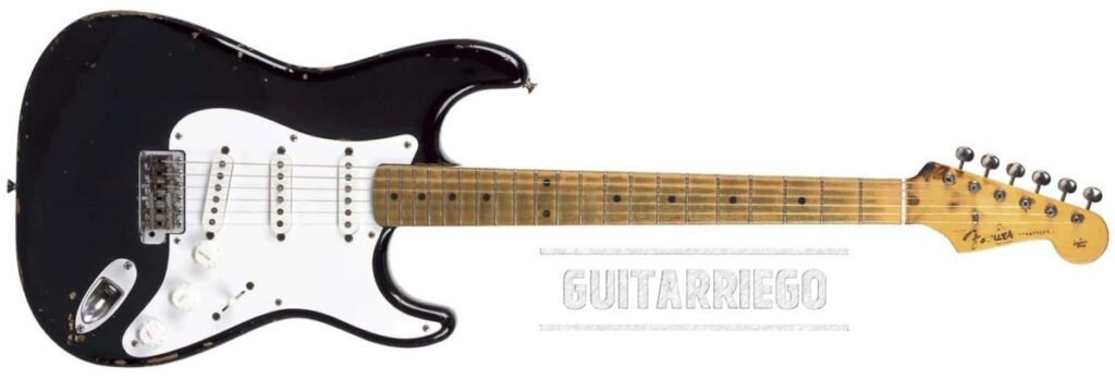 Eric Clapton's Fender Stratocaster Blackie, a partcaster armed with three guitars from the 50's.