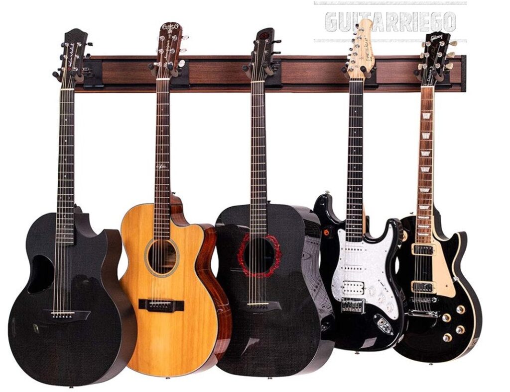 String Swing Guitar Rack Hanger for 5 guitars, one of the best wall mount options if you have multiple guitars.