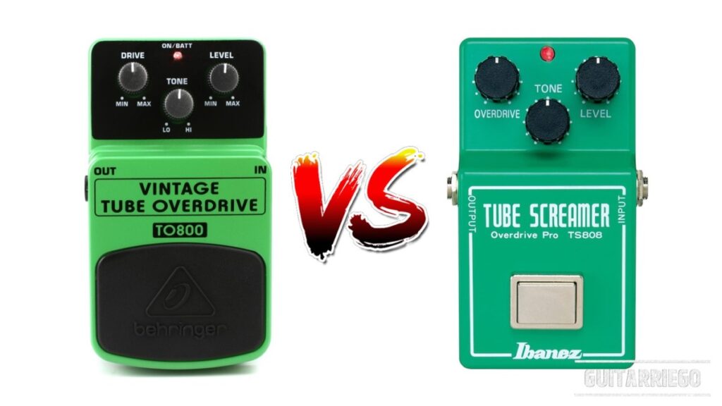 Behringer TO800 Vintage Tube Overdrive en face d'une Ibanez Tube Screamer TS808